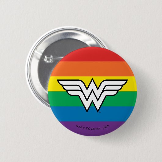Badge Rond 5 Cm Logo Wonder Woman Rainbow (Devant & derrière)