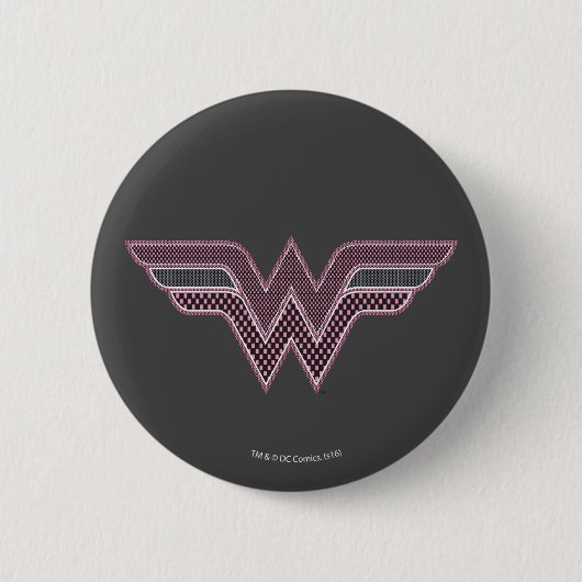 Badge Rond 5 Cm Logo Wonder Woman rose and Black Checker Mesh (Devant)
