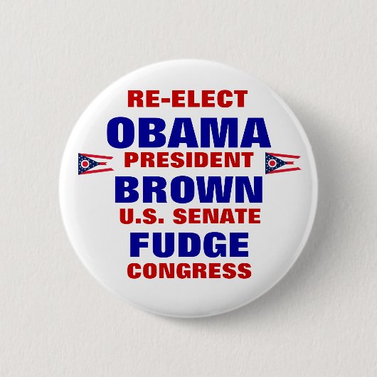 Badge Rond 5 Cm L'Ohio pour le fondant Brown d'Obama (Devant)