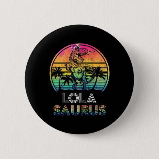 Badge Rond 5 Cm Lolasaurus Dinosaur Lola Saurus Famille Matc (Devant)
