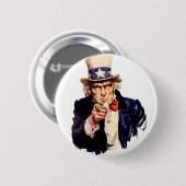 Badge Rond 5 Cm L'Oncle Sam vous veut ! (Devant & derrière)