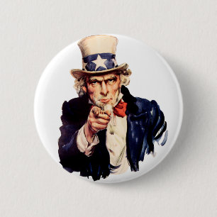 Badge Rond 5 Cm L'Oncle Sam vous veut !