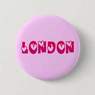 Badge Rond 5 Cm London in Hearts