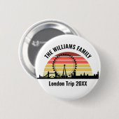 Badge Rond 5 Cm Londres Angleterre Sunset Custom Family Trip (Devant & derrière)