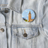 Badge Rond 5 Cm Londres Big Ben (En situation)