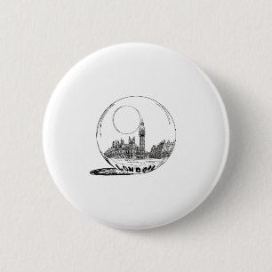 Badge Rond 5 Cm Londres dans une boule de verre.