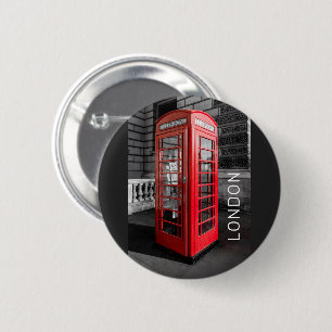 Badge Rond 5 Cm Londres Téléphone Vintage Box UK Rétro Téléphone