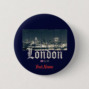 Badge Rond 5 Cm Londres Uk Skyline United Kingdom England vintage
