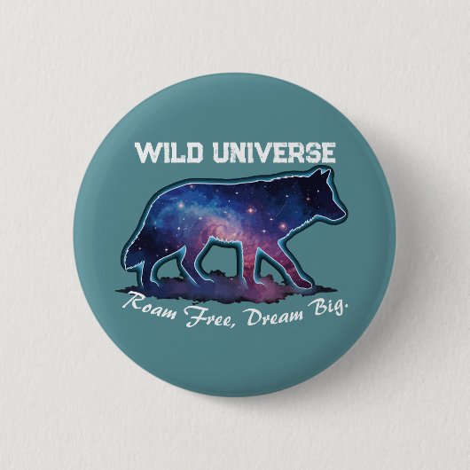 Badge Rond 5 Cm Lone Galaxy Wolf Silhouette (wild universe) (Devant)