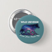 Badge Rond 5 Cm Lone Galaxy Wolf Silhouette (wild universe) (Devant & derrière)