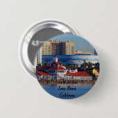 Badge Rond 5 Cm Long Beach la Californie (Devant & derrière)