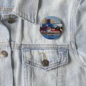 Badge Rond 5 Cm Long Beach la Californie (En situation)