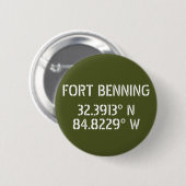 Badge Rond 5 Cm Longitude de la latitude de Fort Benning (Devant & derrière)