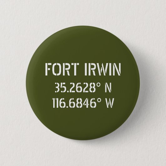 Badge Rond 5 Cm Longitude de la latitude de Fort Irwin (Devant)