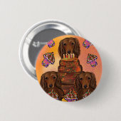 Badge Rond 5 Cm Longs Dachshunds rouges (Devant & derrière)