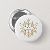 Badge Rond 5 Cm Look 3-D 2-Silver et Gold Snowflake (Devant & derrière)