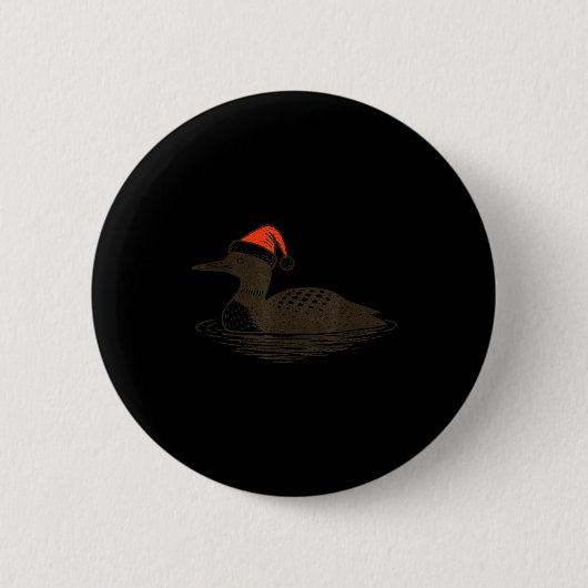Badge Rond 5 Cm Loon Lover Santa Hat Christmas Bird Watching Xmas  (Devant)