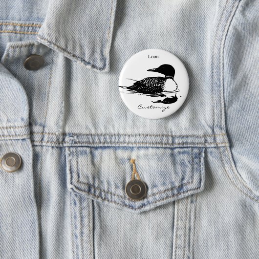 Badge Rond 5 Cm Loon Swimming Bird Art Thunder_Cove (En situation)