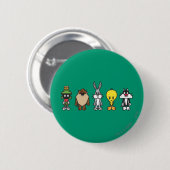 Badge Rond 5 Cm LOONEY TUNES™ - Photo de groupe Op (Devant & derrière)