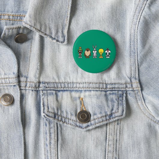 Badge Rond 5 Cm LOONEY TUNES™ - Photo de groupe Op (En situation)