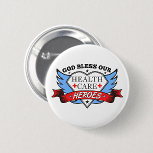 Badge Rond 5 Cm L'or bénit nos héros de soins de santé