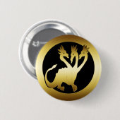 BADGE ROND 5 CM L'OR TROIS A DIRIGÉ LE DRAGON (Devant & derrière)