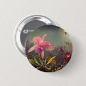 Badge Rond 5 Cm L'orchidée de Cattleya et trois colibris Heade (Devant & derrière)