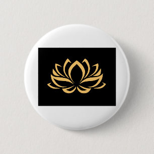 Badge Rond 5 Cm Lotus doré