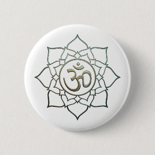 Badge Rond 5 Cm Lotus Flower Om