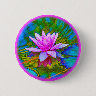 Badge Rond 5 Cm Lotus ou yoga élégant de fleur de nénuphar