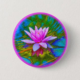 Badge Rond 5 Cm Lotus ou yoga élégant de fleur de nénuphar