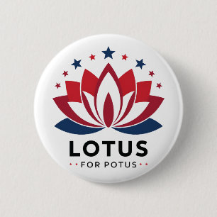 Badge Rond 5 Cm Lotus pour POTUS Kamala Harris 2024