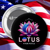 Badge Rond 5 Cm Lotus pour Potus Kamala Harris tendance Lotus Potu