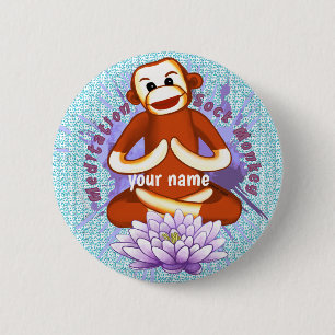 Badge Rond 5 Cm Lotus Singe Chaussette
