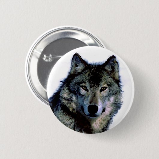 Badge Rond 5 Cm Loup (Devant & derrière)