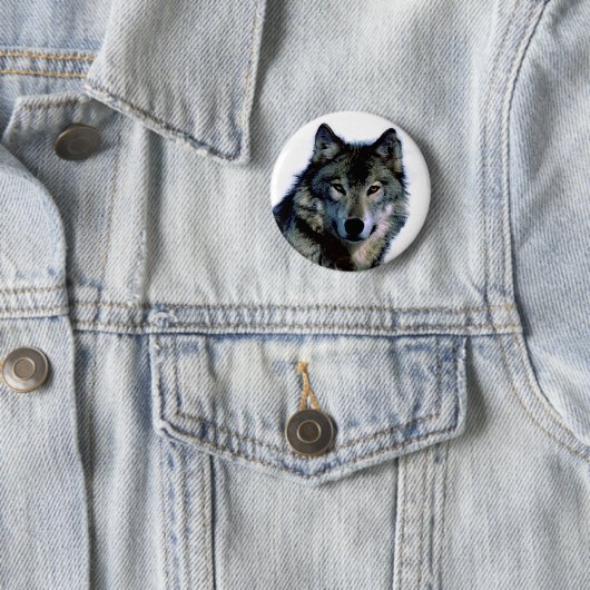 Badge Rond 5 Cm Loup (En situation)