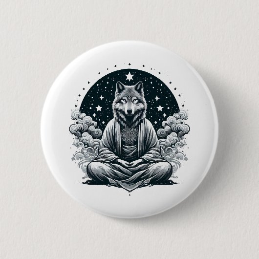 Badge Rond 5 Cm Loup conscient (Devant)