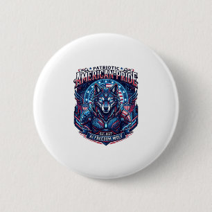 Badge Rond 5 Cm Loup Cyberpunk Futur Liberté Ai Patriotique