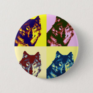 Badge Rond 5 Cm Loup d'art pop