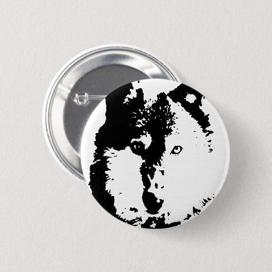 Badge Rond 5 Cm Loup d'art pop (Devant & derrière)