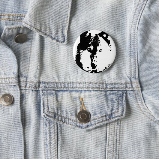 Badge Rond 5 Cm Loup d'art pop (En situation)