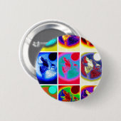 Badge Rond 5 Cm Loup d'art pop (Devant & derrière)