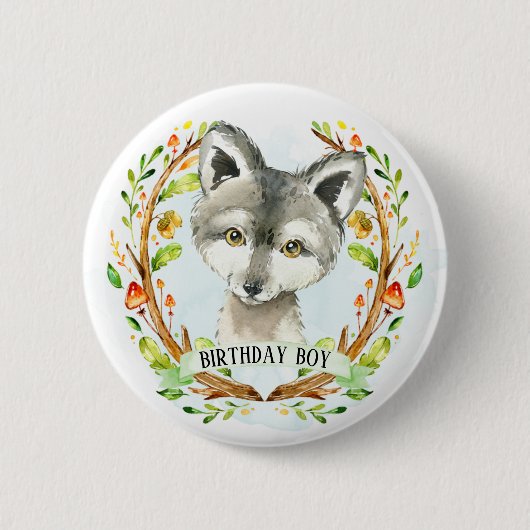 Badge Rond 5 Cm Loup de bébé mignon (Devant)