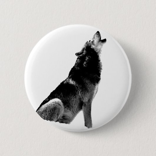 Badge Rond 5 Cm Loup de Howling blanc noir (Devant)