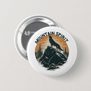 Badge Rond 5 Cm Loup de la majesté montagneuse hurlant sur le pic