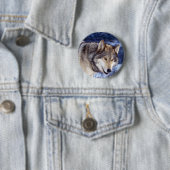 Badge Rond 5 Cm Loup d'hiver 2 (En situation)