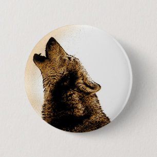 Badge Rond 5 Cm Loup d'hurlement