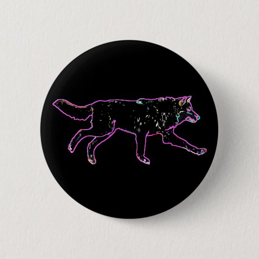 Badge Rond 5 Cm Loup électrique (Devant)