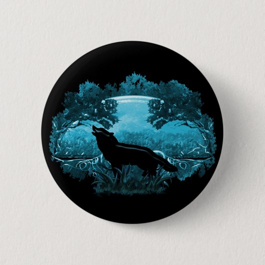 Badge Rond 5 Cm Loup en nature (Devant)