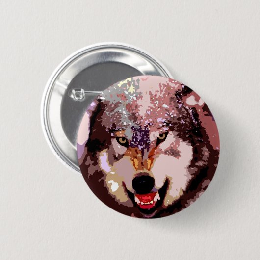 Badge Rond 5 Cm Loup en neige (Devant & derrière)
